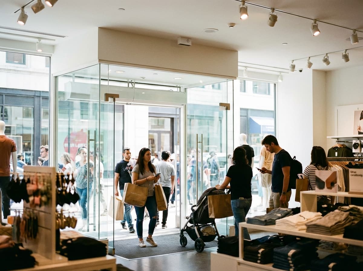 AI people counter installed in a retail store entrance
