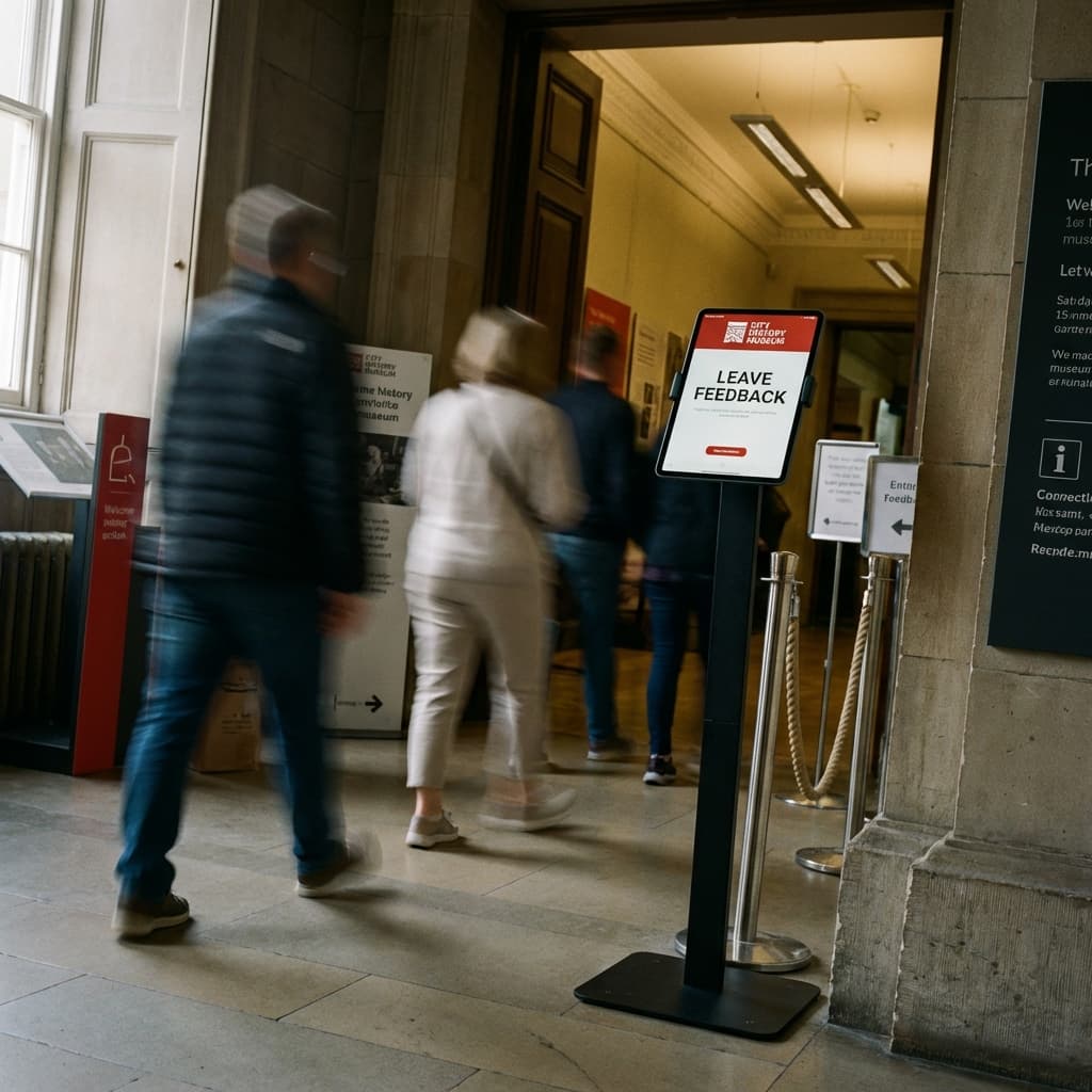 Tablet for visitor feedback collection.